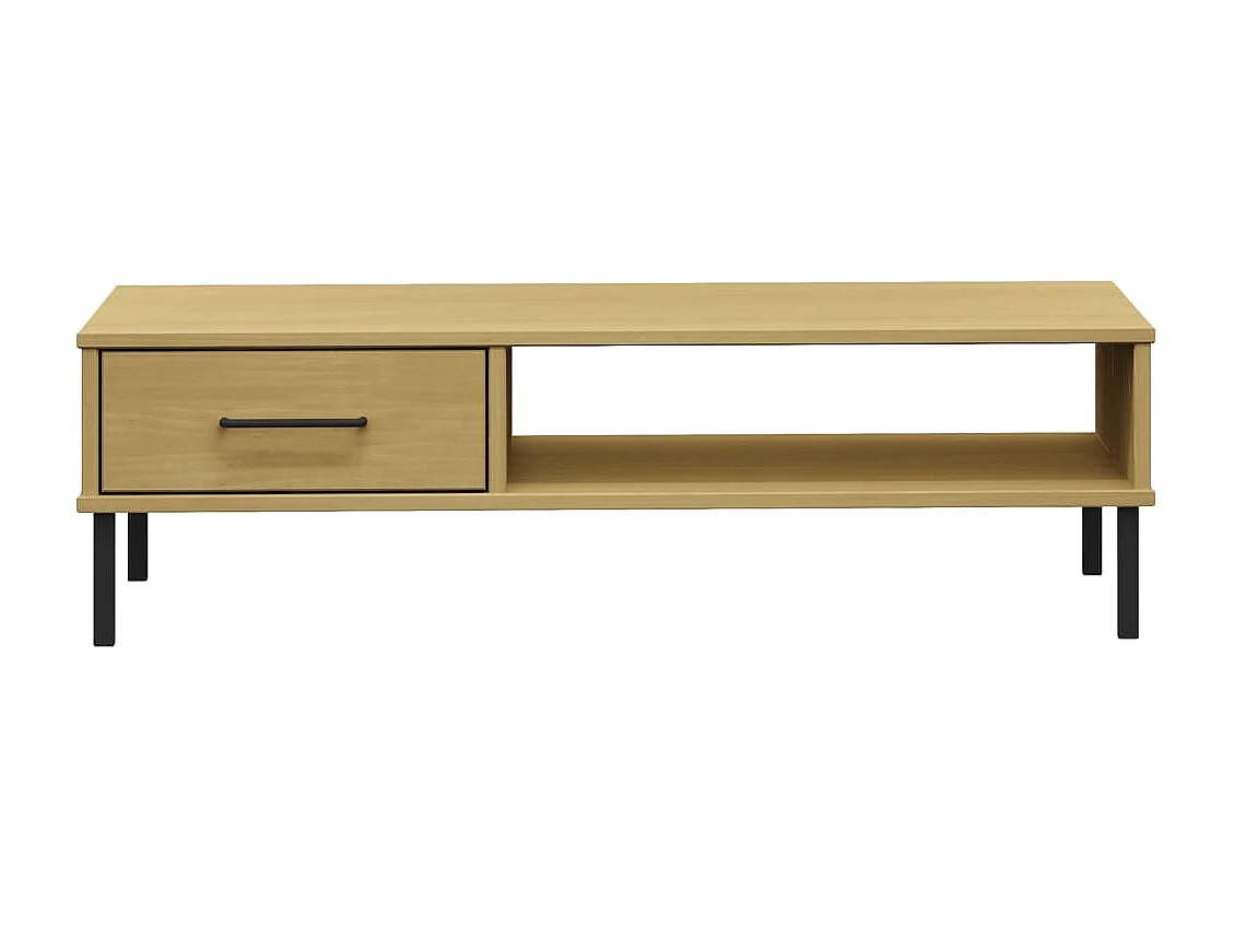 Mesa de centro dourada com pés de metal Castanho Madeira maciça de pinho OSLO