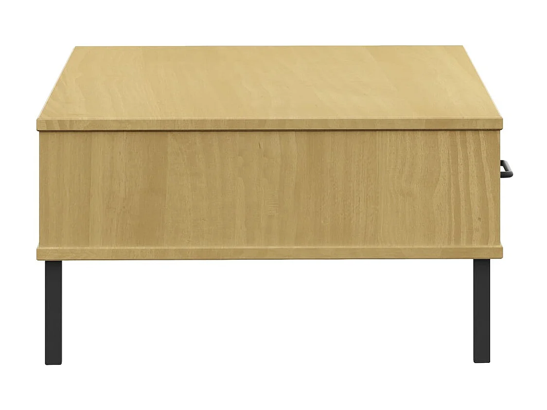 Mesa de centro dourada com pés de metal Castanho Madeira maciça de pinho OSLO