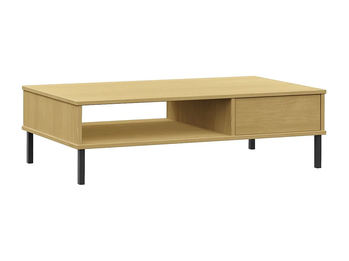 Mesa de centro dourada com pés de metal Castanho Madeira maciça de pinho OSLO