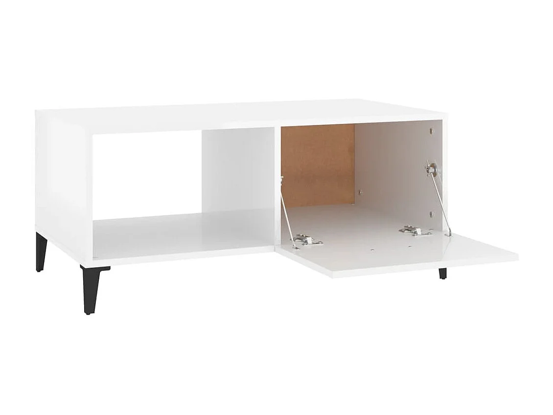 Table basse Blanc brillant 90x50x40 cm Bois d'ingénierie