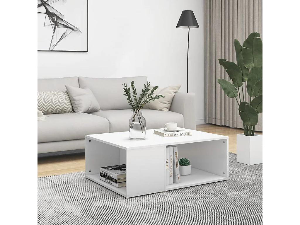 Table basse Blanc 90x67x33 cm Aggloméré