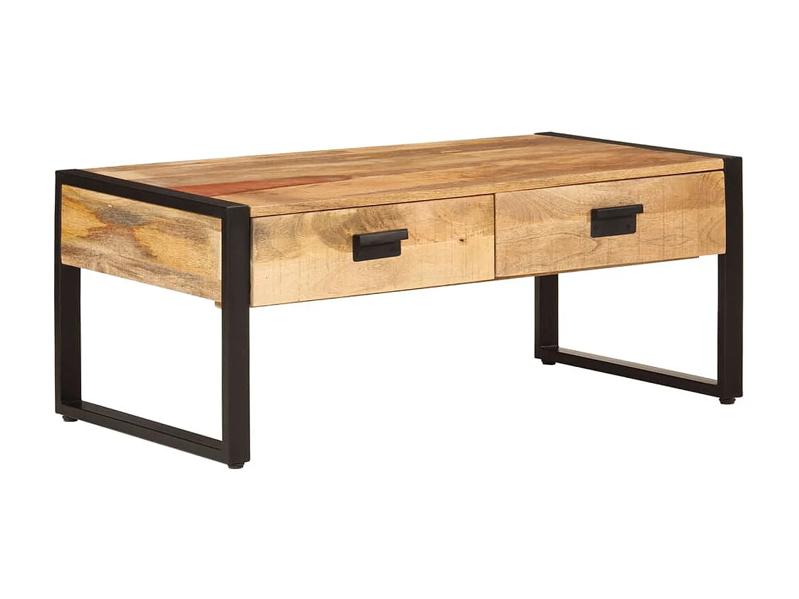 Table basse 100x54x40 cm bois de manguier solide et fer