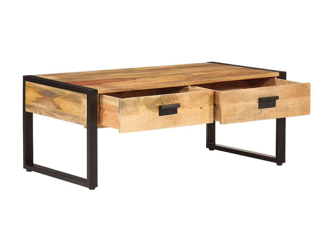 Table basse 100x54x40 cm bois de manguier solide et fer