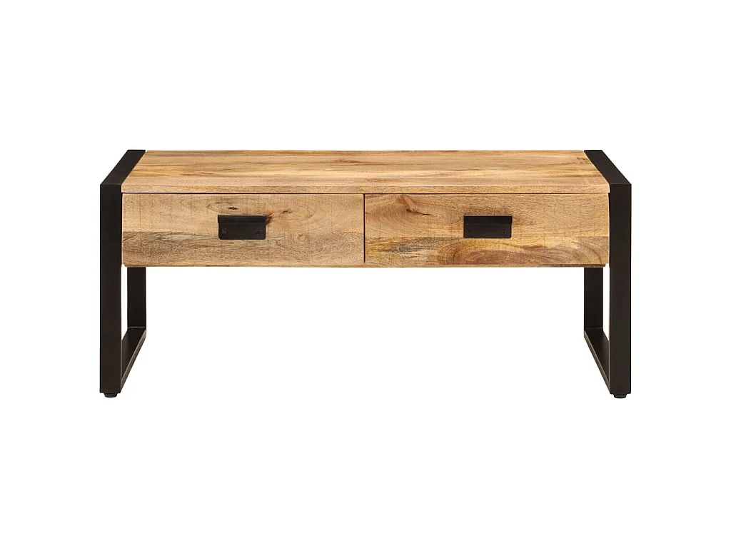 Table basse 100x54x40 cm bois de manguier solide et fer
