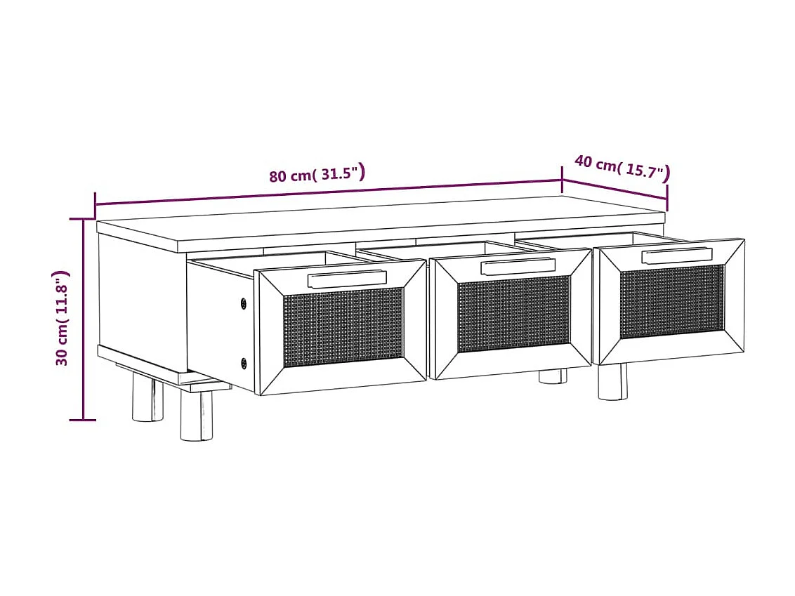 Mesa de centro dourada preta 80x40x30 cm Madeira trabalhada e pinho maciço