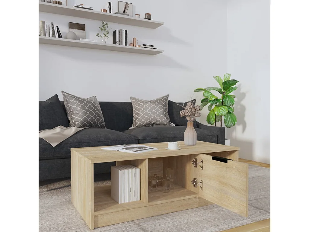 Mesa de centro roble Sonoma Gold 102x50x36 cm madera contrachapada