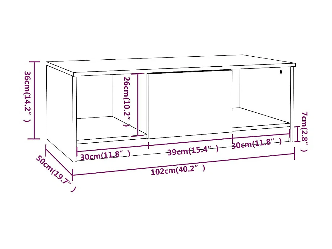 Mesa de centro roble Sonoma Gold 102x50x36 cm madera contrachapada