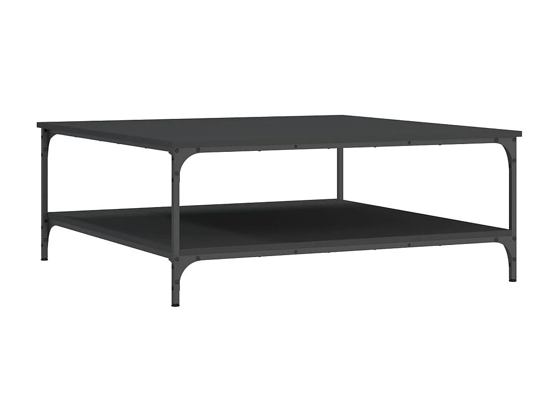 Mesa de centro dourada preta 100x100x40 cm madeira trabalhada