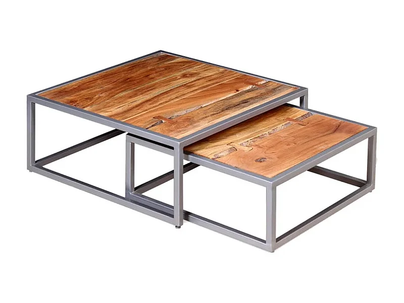 Ensemble de table basse 2 pièces Bois d'acacia massif