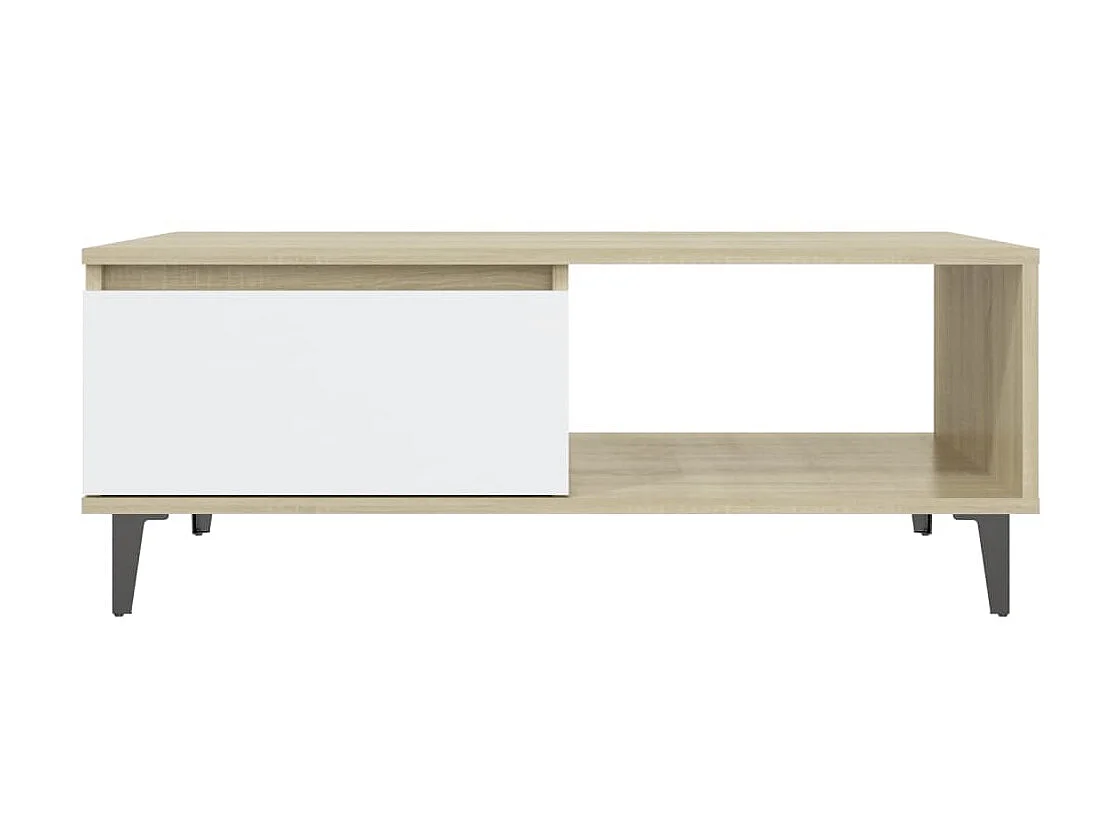 Gold Salontafel Wit en sonoma eiken 90x60x35 cm Spaanplaat