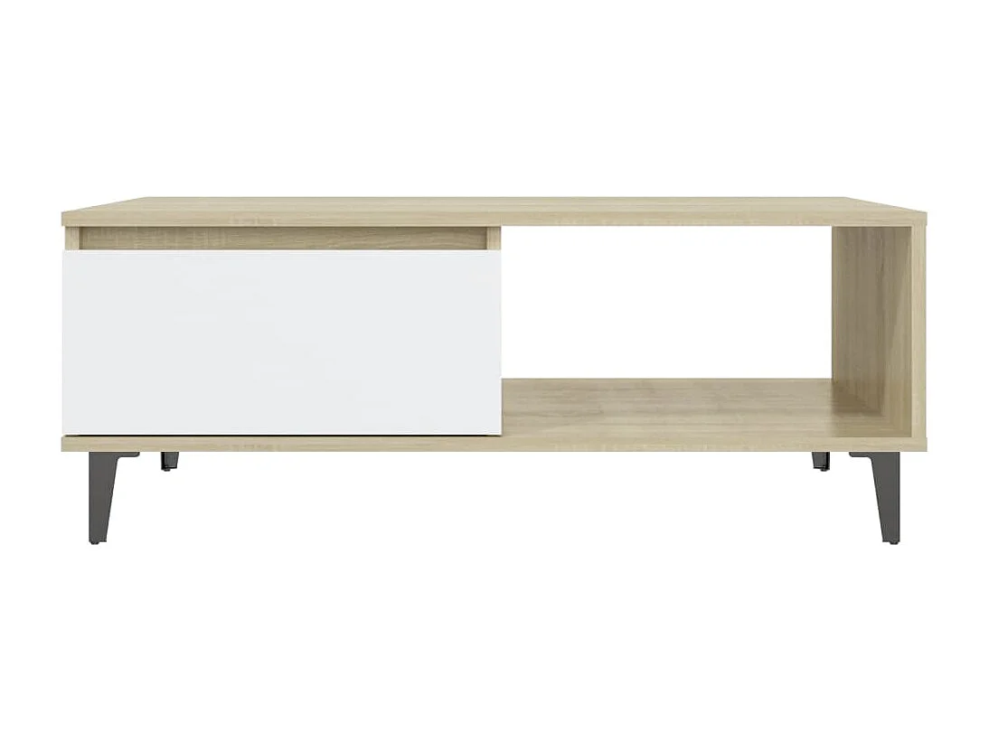 Gold Salontafel Wit en sonoma eiken 90x60x35 cm Spaanplaat