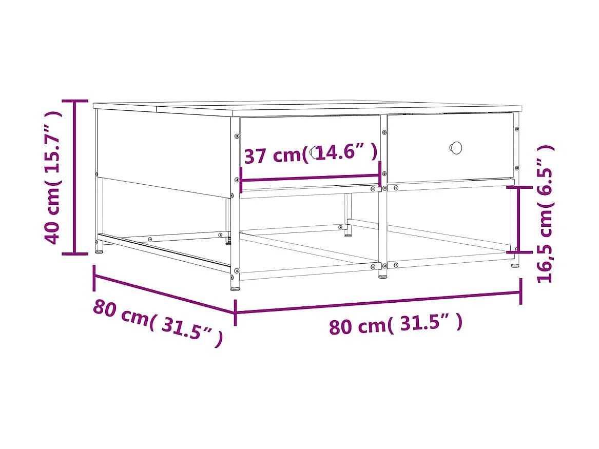 Gold Salontafel zwart 80x80x40 cm samengesteld hout
