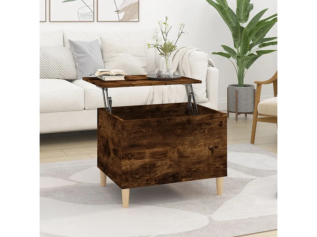 Mesa de centro dourada Carvalho fumado 60x44,5x45 cm Madeira de engenharia