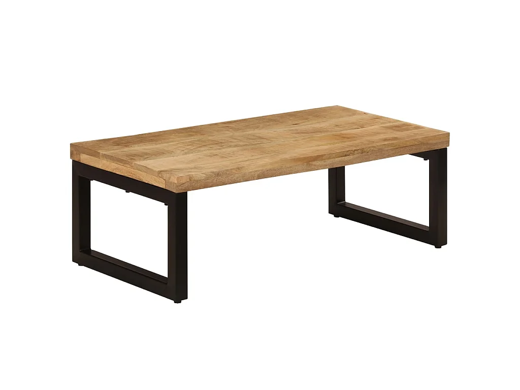 Mesa de centro dourada 100x50x35 cm Madeira maciça de mangueira e aço