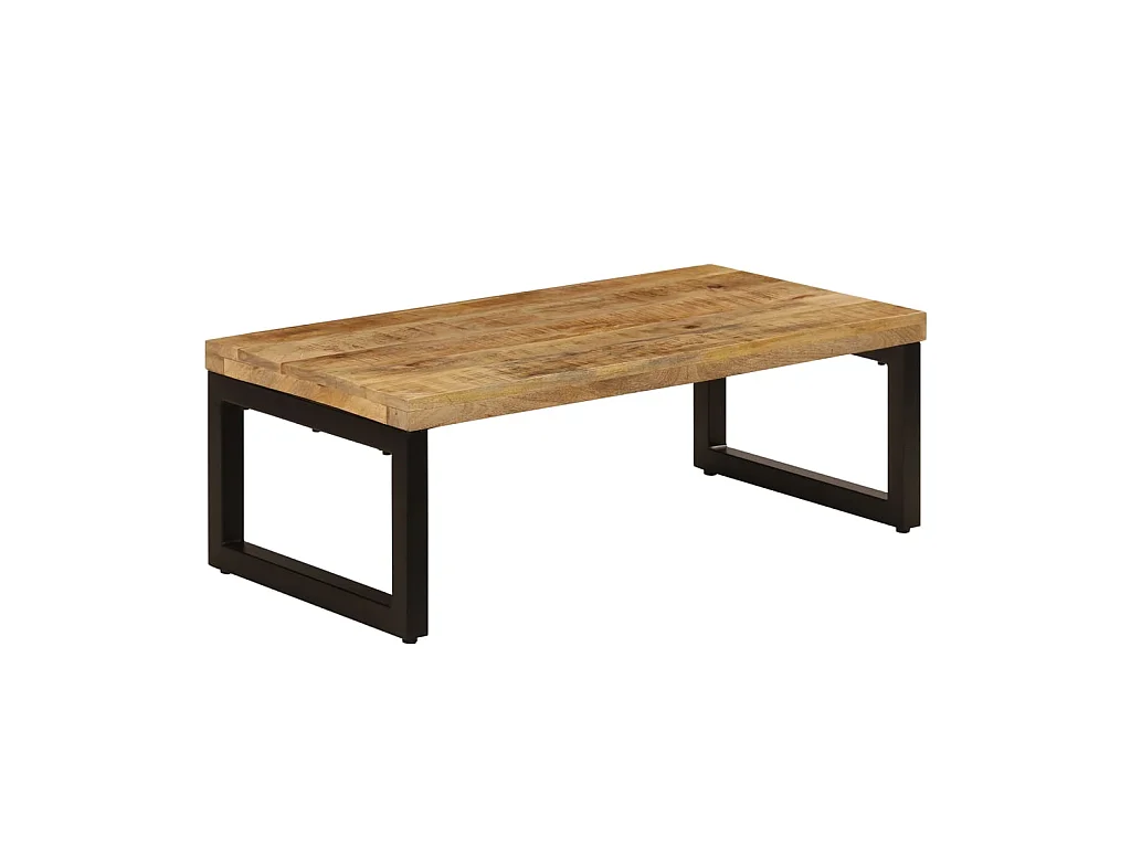 Goldfarbener Couchtisch 100x50x35 cm Massives Mangoholz und Stahl