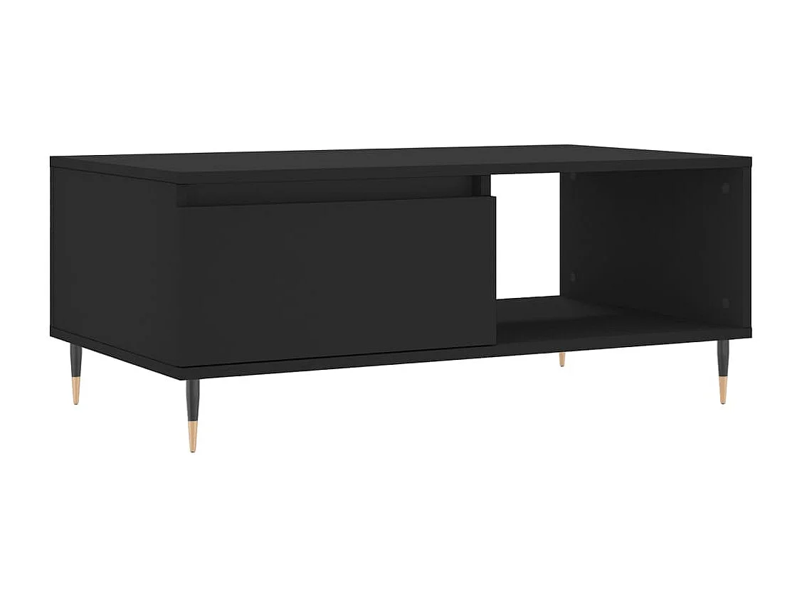 Gold Salontafel Zwart 90x50x36,5 cm Bewerkt hout