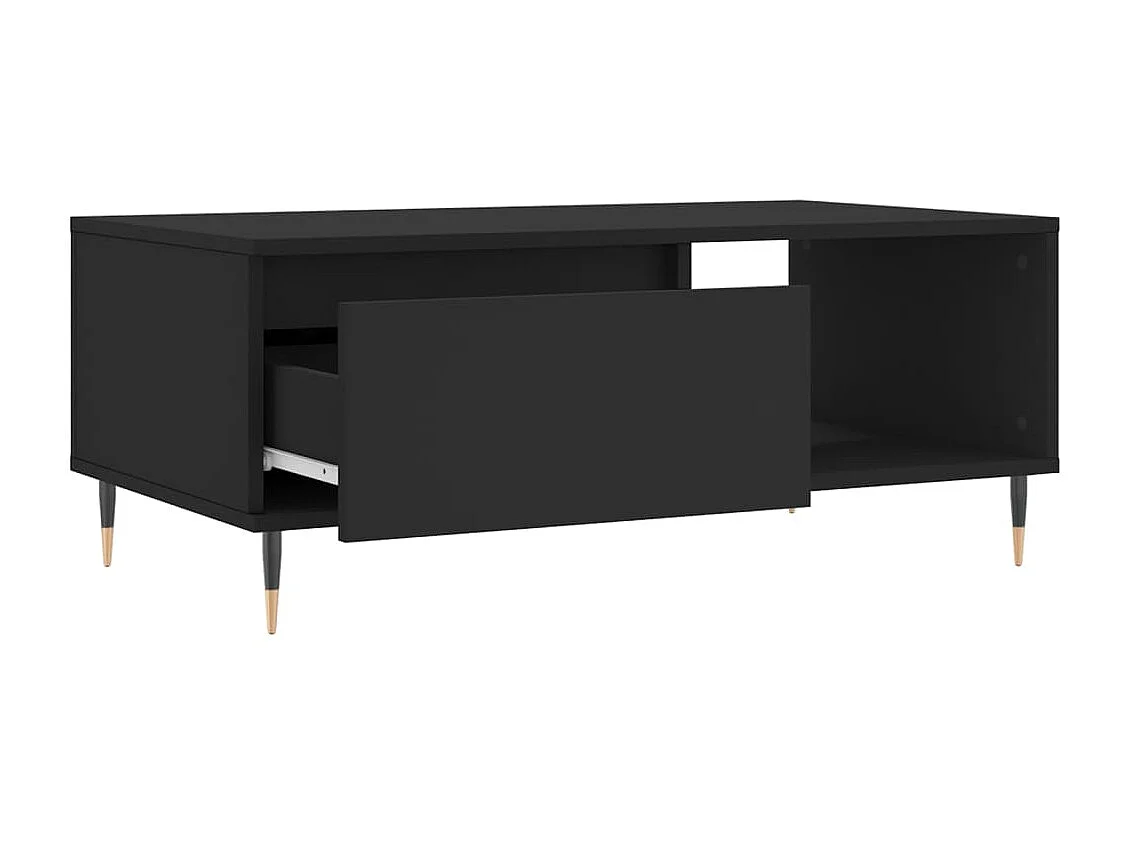 Gold Salontafel Zwart 90x50x36,5 cm Bewerkt hout