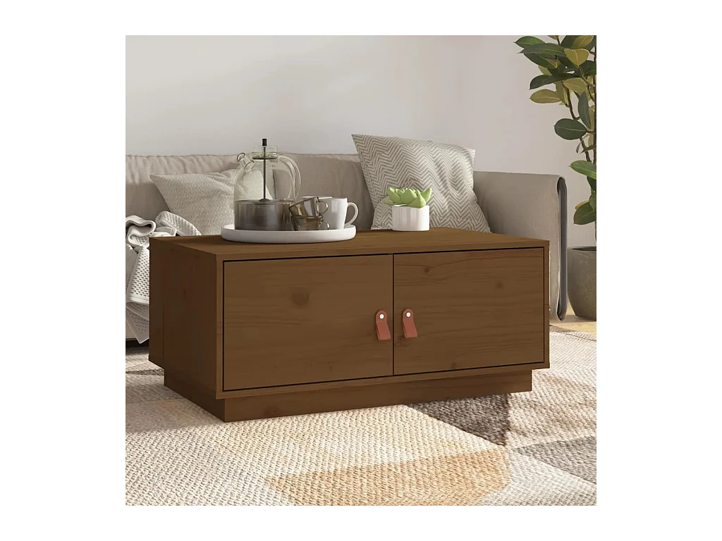 Table basse Marron miel 80x50x35 cm Bois massif de pin