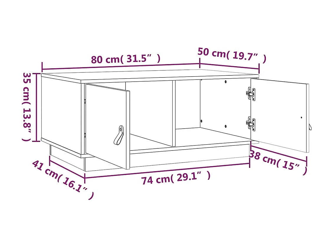 Gold Salontafel Honingbruin 80x50x35 cm Massief grenenhout