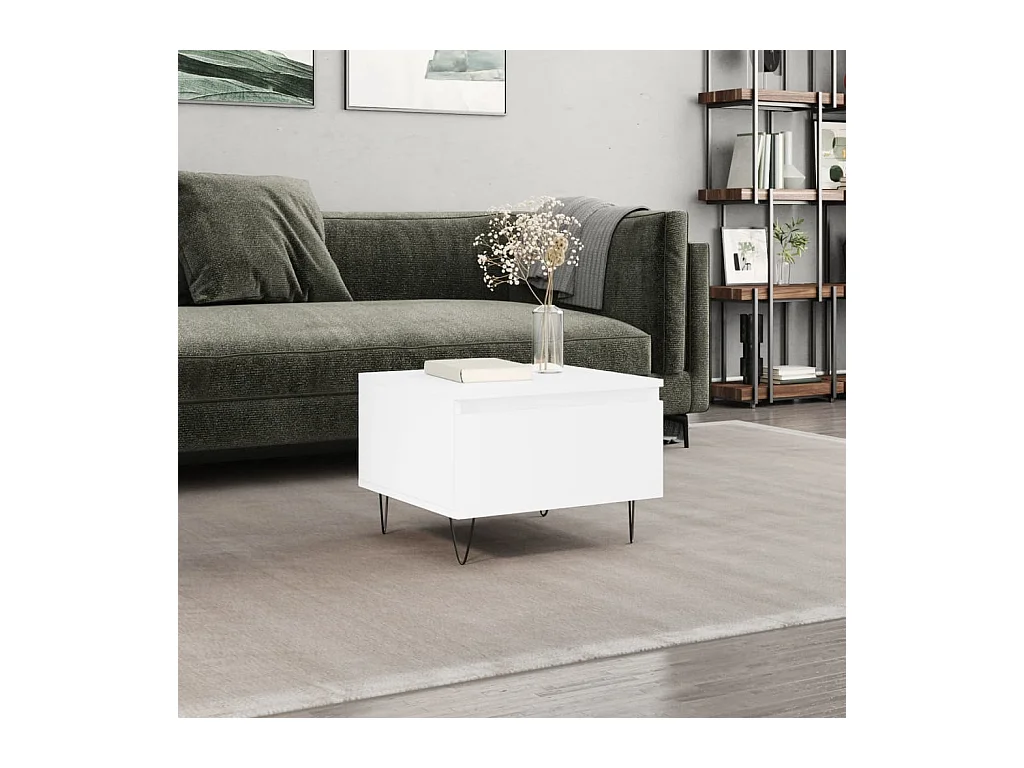 Table basse blanc 50x46x35 cm bois d'ingénierie