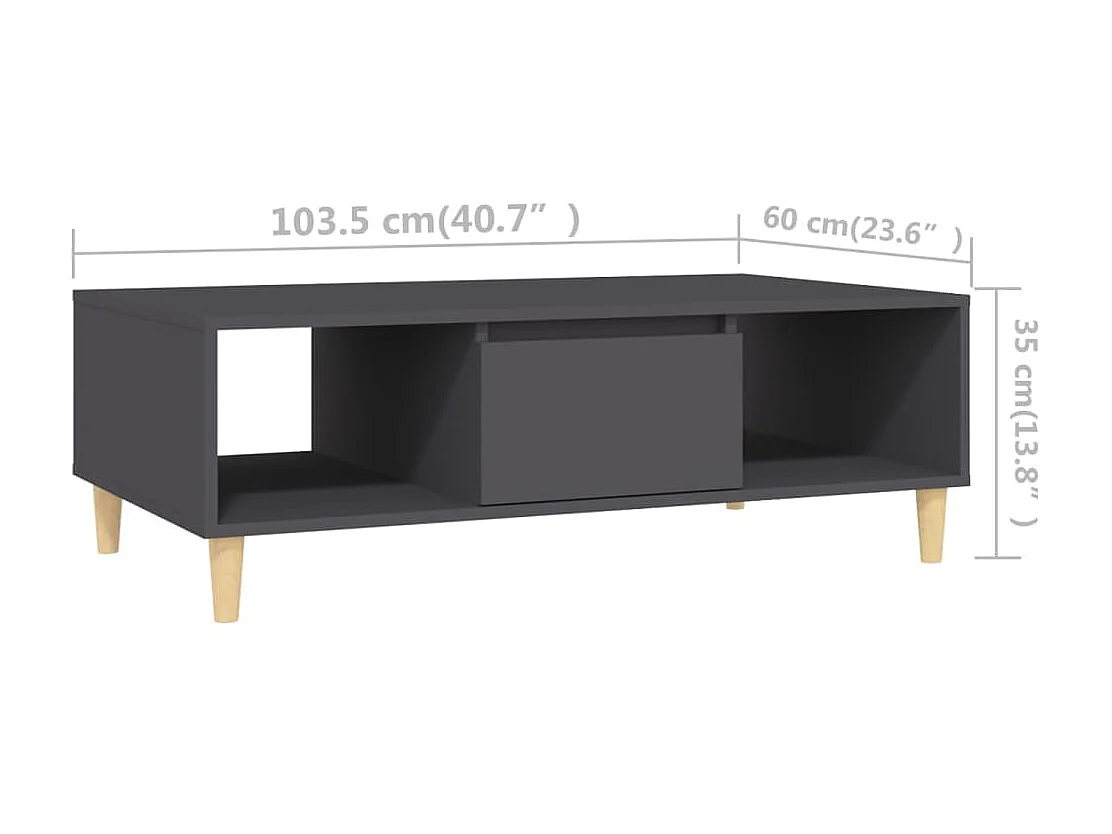 Table basse Gris 103,5x60x35 cm Aggloméré
