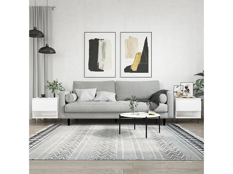 Mesas de centro Gold 2 piezas blanco 50x46x50 cm madera contrachapada