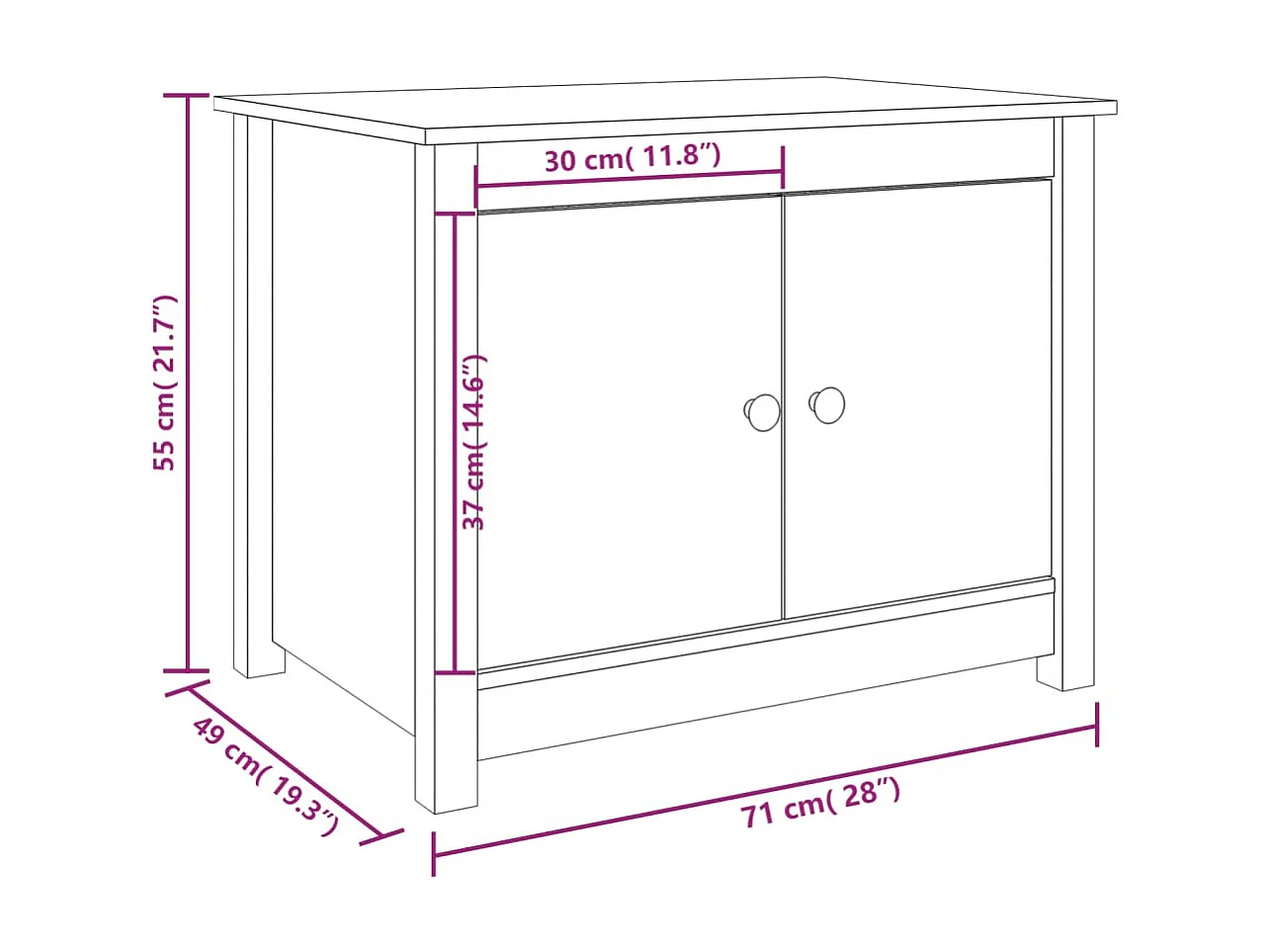 Gold Couchtisch Grau 71x49x55 cm Massives Kiefernholz