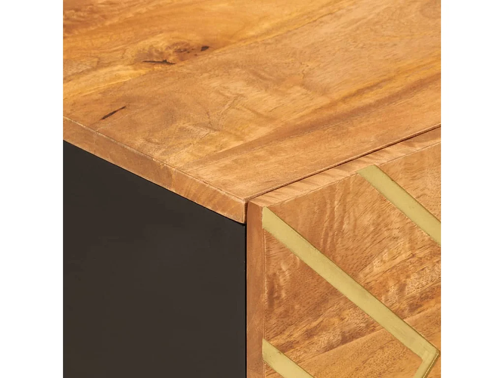 Mesa de centro marrón dorado y negro 80x50x40 cm madera maciza de mango