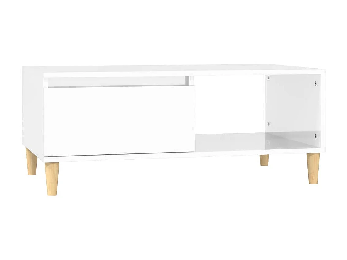 Table basse Blanc brillant 90x50x36,5 cm Bois d'ingénierie