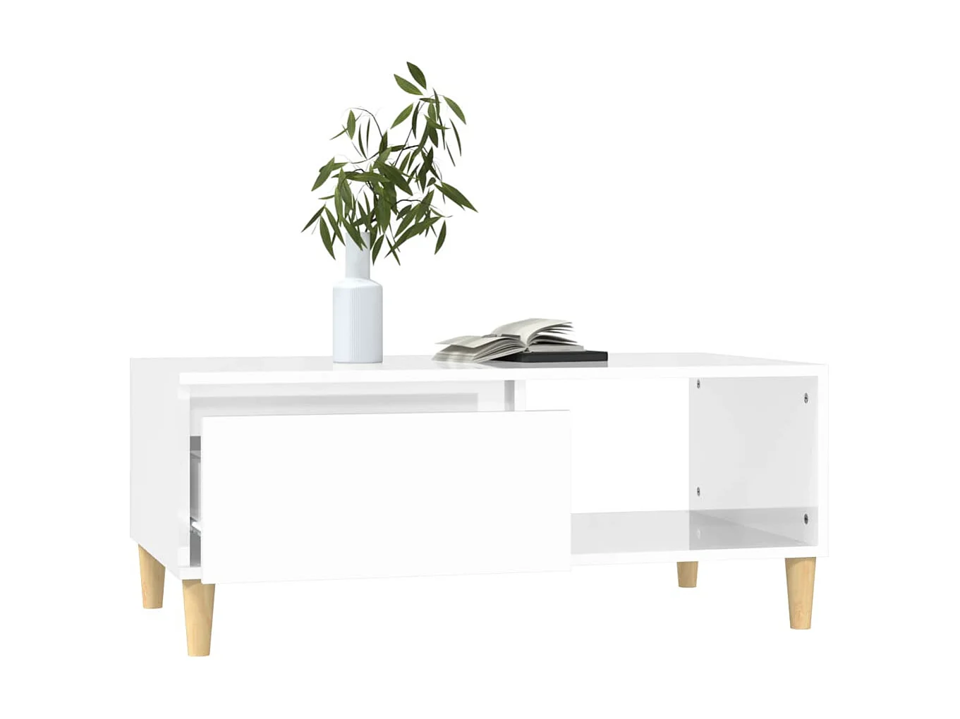 Table basse Blanc brillant 90x50x36,5 cm Bois d'ingénierie