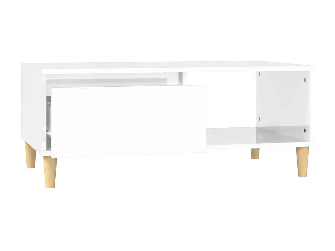 Table basse Blanc brillant 90x50x36,5 cm Bois d'ingénierie