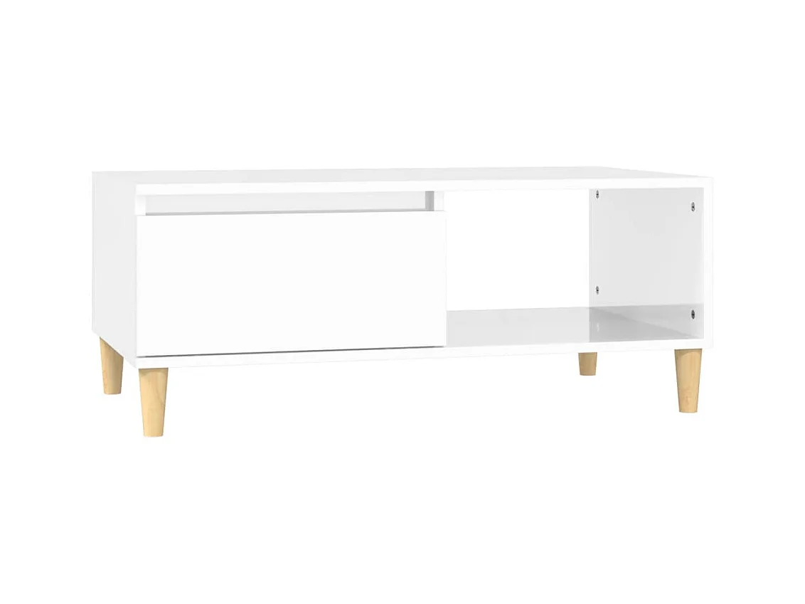 Table basse Blanc brillant 90x50x36,5 cm Bois d'ingénierie