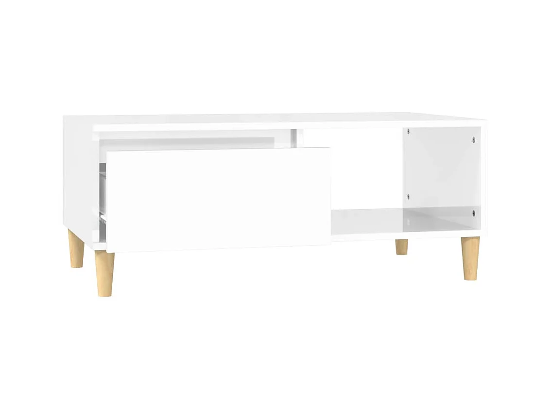 Table basse Blanc brillant 90x50x36,5 cm Bois d'ingénierie
