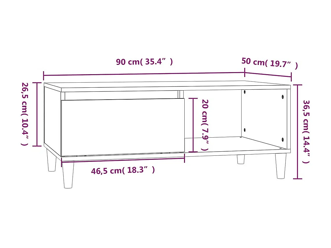 Table basse Blanc brillant 90x50x36,5 cm Bois d'ingénierie