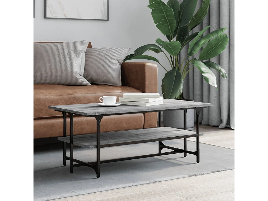 Mesa de centro cinza Gold Sonoma 100x50x40 cm Madeira trabalhada