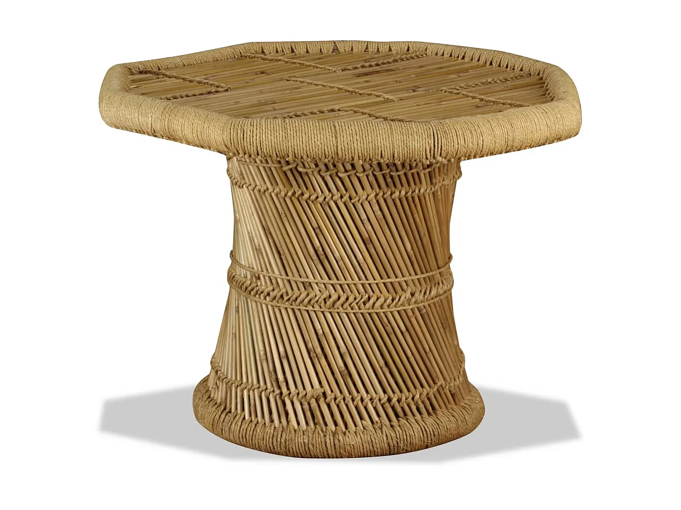 Mesa de centro octogonal de bambú 60 x 60 x 45 cm