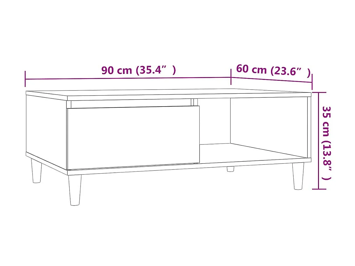 Table basse Chêne sonoma 90x60x35 cm Aggloméré