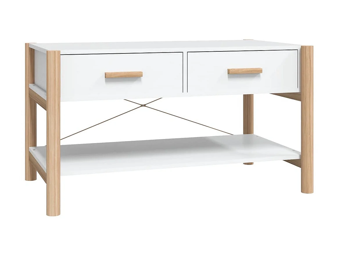 Goldfarbener Couchtisch Weiß 82x48x45 cm Holzwerkstoff
