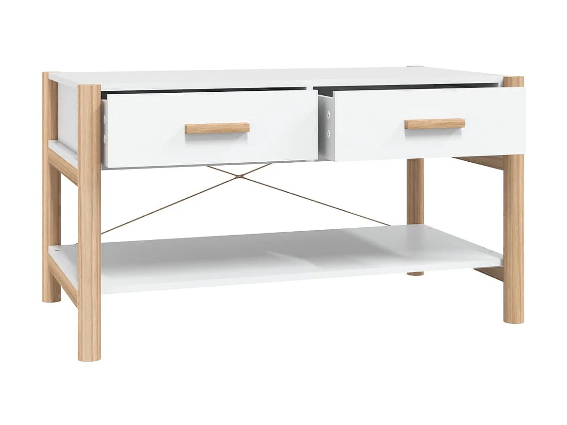 Goldfarbener Couchtisch Weiß 82x48x45 cm Holzwerkstoff