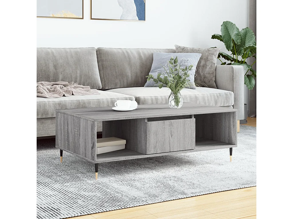 Table basse sonoma gris 104x60x35 cm bois d'ingénierie