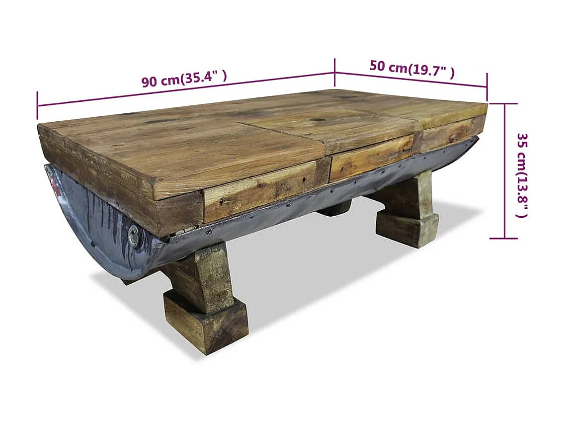 Table basse Bois de récupération massif 90 x 50 x 35 cm