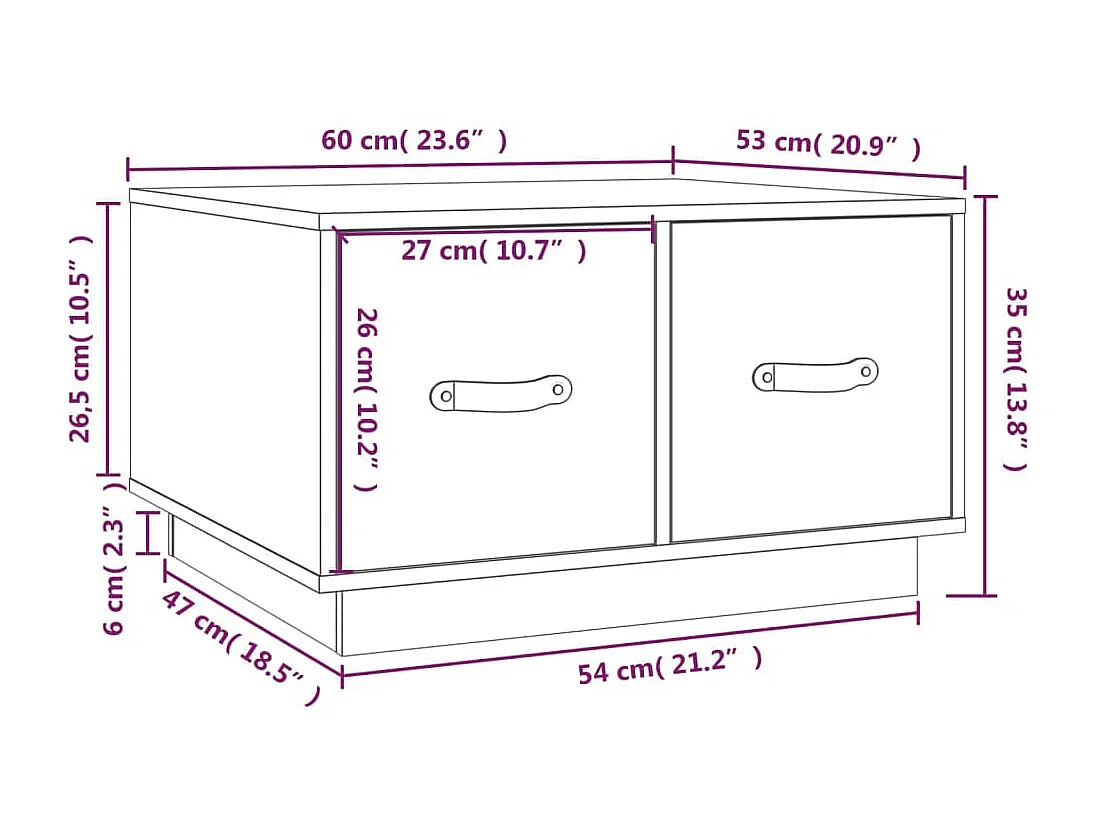 Table basse Blanc 60x53x35 cm Bois massif de pin