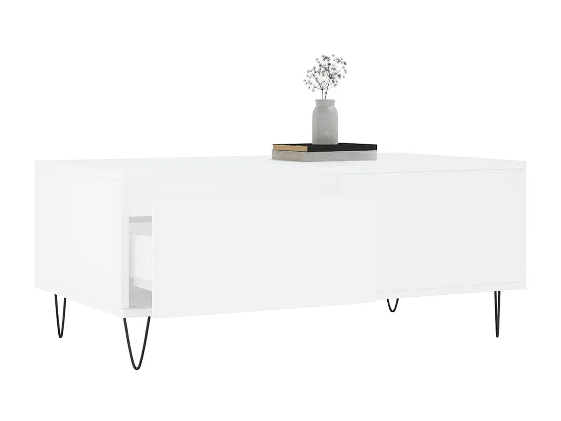 Gold Salontafel Wit 90x50x36,5 cm Bewerkt hout