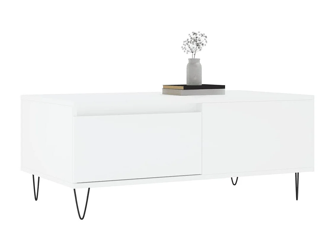 Table basse Blanc 90x50x36,5 cm Bois d'ingénierie