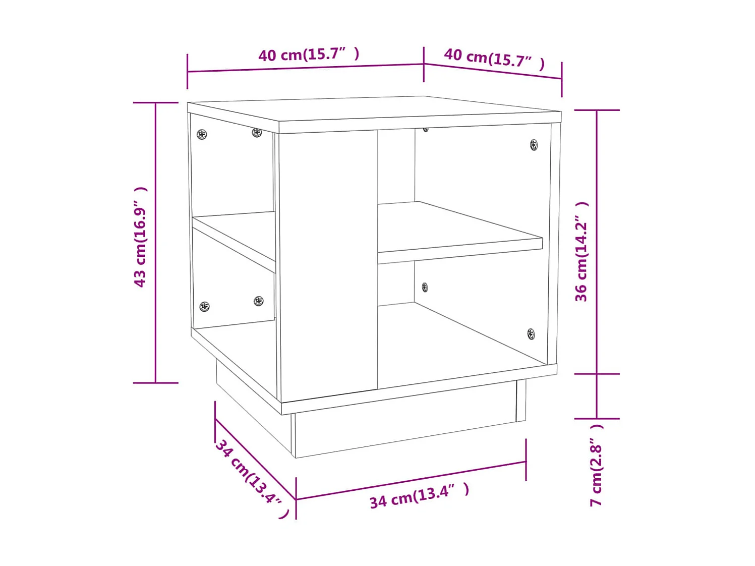Tavolino Gold Nero 40x40x43 cm MDF