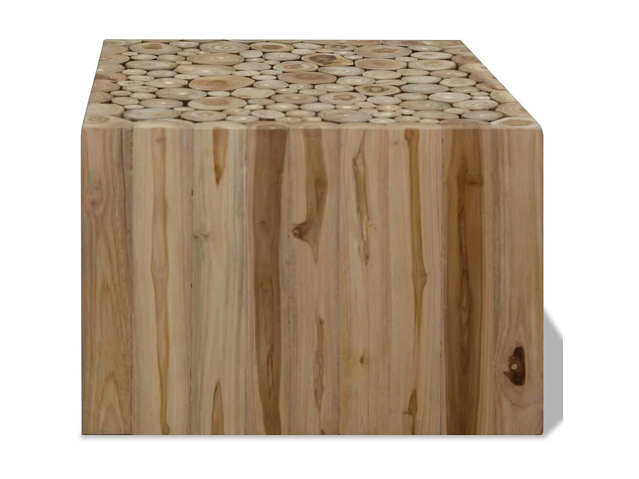 Tavolino da caffè in teak autentico dorato 50 x 50 x 35 cm