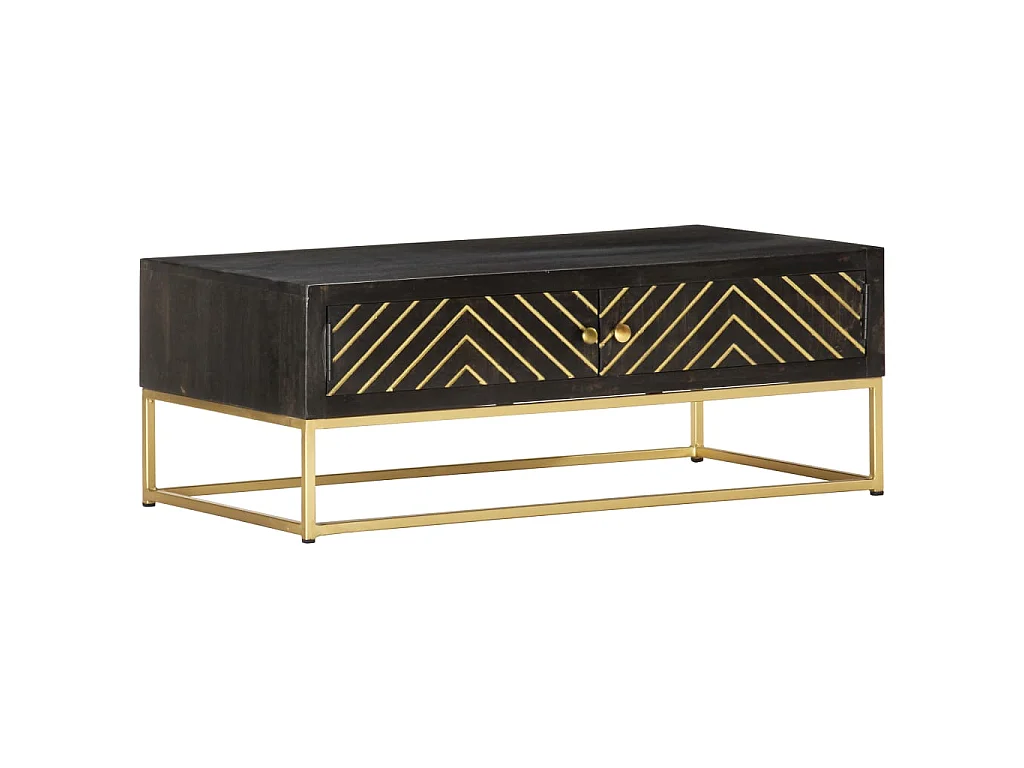 Gold Salontafel Zwart en goud 90x50x35 cm Massief mangohout