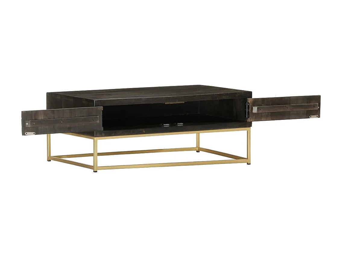 Gold Salontafel Zwart en goud 90x50x35 cm Massief mangohout