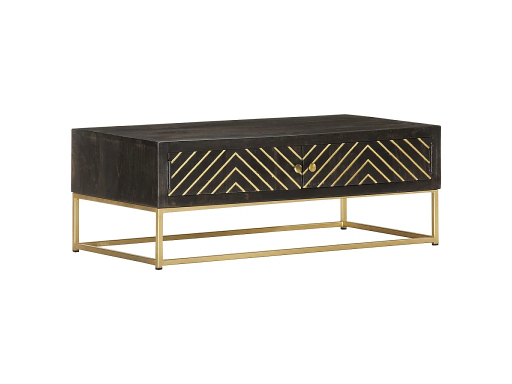 Gold Salontafel Zwart en goud 90x50x35 cm Massief mangohout