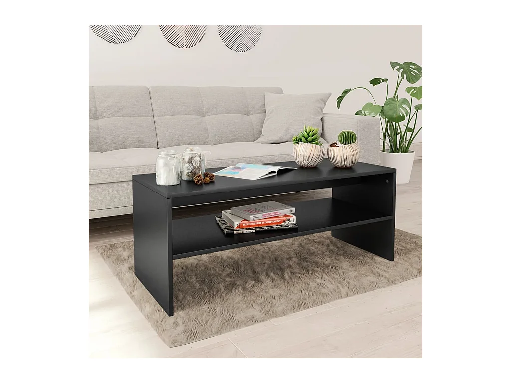 Gold Salontafel Zwart 100x40x40 cm Bewerkt hout